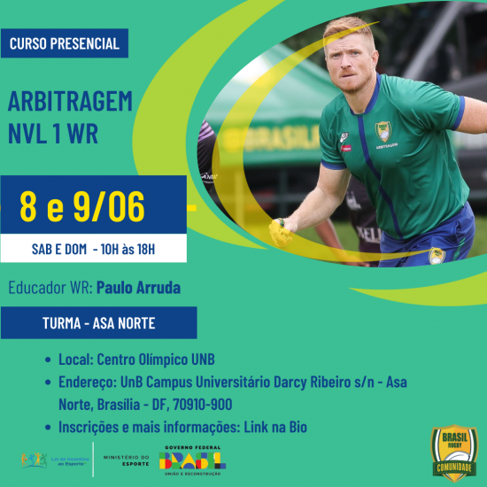 Curso de Arbitragem NVL 1 WR na Asa Norte (BSB) em Junho: Inscreva-se já