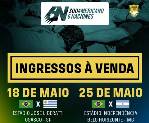 Ingressos à venda para os jogos dos Tupis no Sul-Americano 6 Naciones