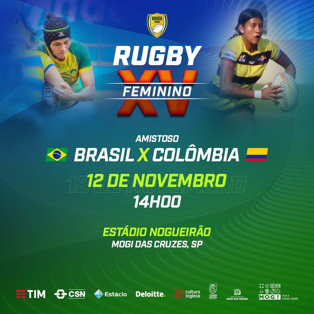 Brasil e Colômbia fazem jogo histórico de rugby feminino em Mogi das Cruzes