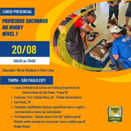 Inscrições Abertas para Curso de Primeiros Socorros do Rugby Nível 1 em São Paulo