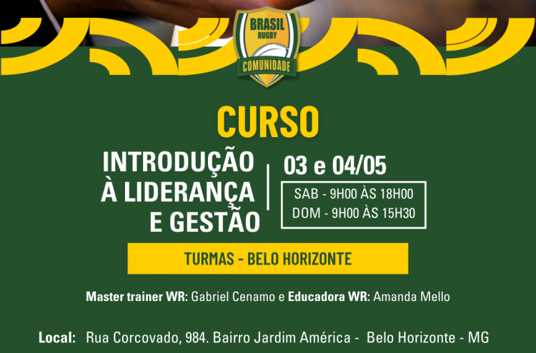 Curso: Introdução a Liderança e Gestão World Rugby – Belo Horizonte